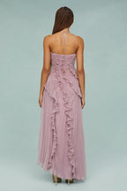 Women's Elegant Halter Long Dress Pleated Flowing Formal Casual Wedding Guest Garden Party – Estelle