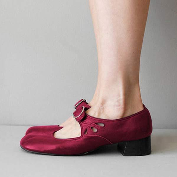 Women's Leather Mary Jane Shoes Buckle Strap Low Heel Casual Formal Everyday Shoes – Federica