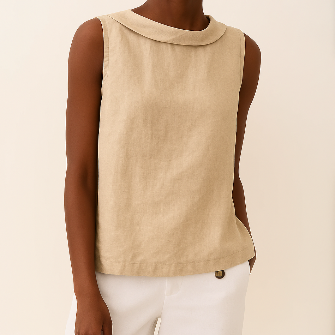 Women's Sleeveless Roll Collar Top Soft Flattering Silhouette Casual Elegant Everyday Chic – Maria
