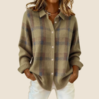 Women's Retro Check Plaid Flannel Shirt Jacket Casual Everyday Fall Winter Cozy Outdoor Streetwear – Vivienne Orange Blue Red