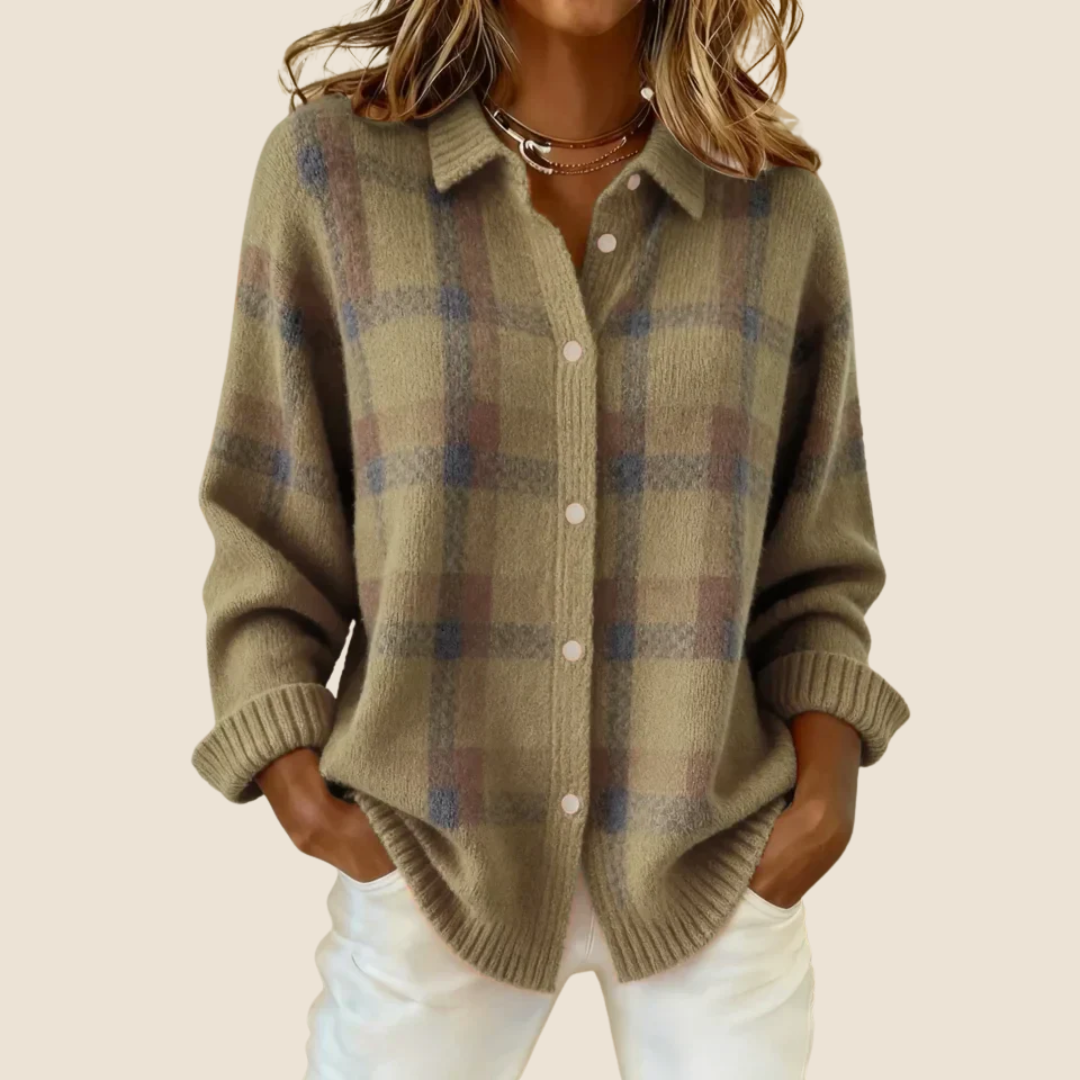 Women's Retro Check Plaid Flannel Shirt Jacket Casual Everyday Fall Winter Cozy Outdoor Streetwear – Vivienne Orange Blue Red