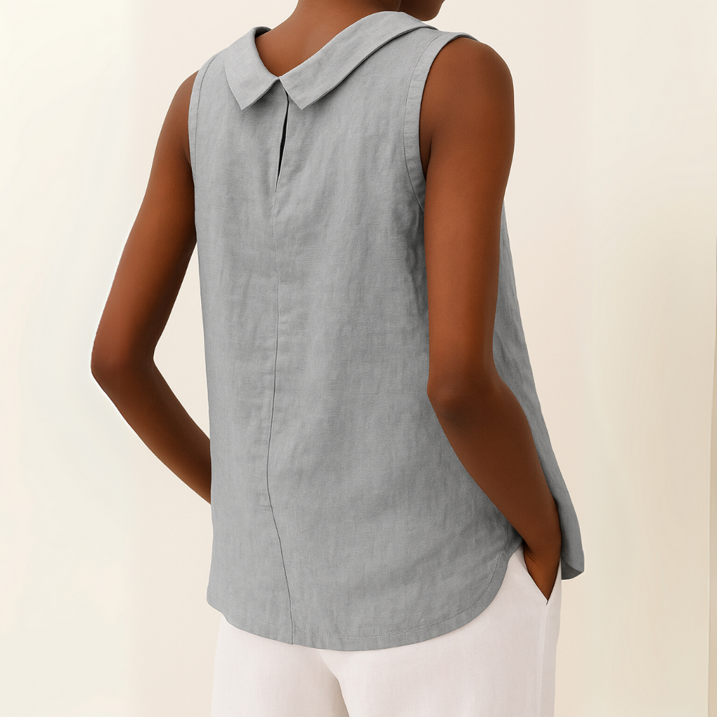 Women's Sleeveless Roll Collar Top Soft Flattering Silhouette Casual Elegant Everyday Chic – Maria