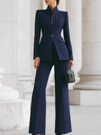 Women's Elegant Blazer & Trouser Suit Set Tailored Structured Slim-Fit Formal Elongating – Sharie
