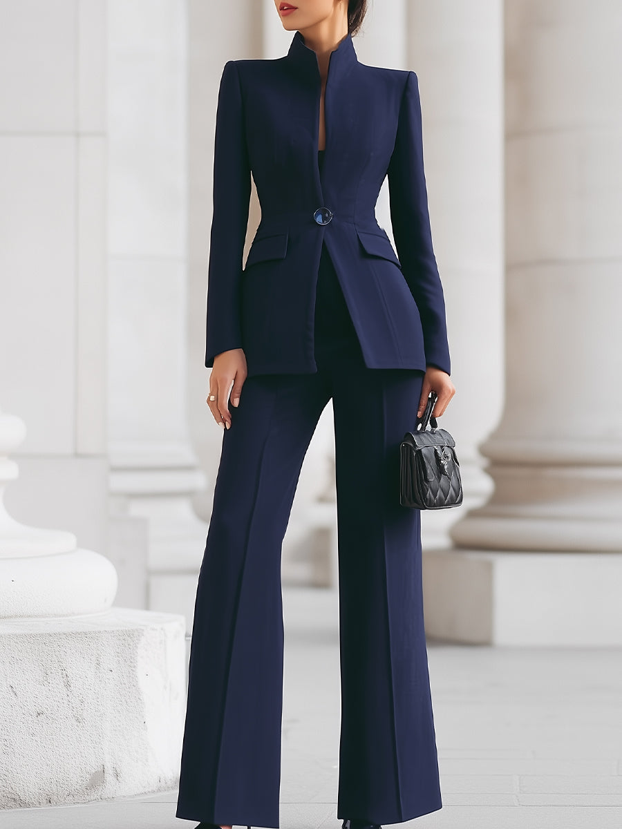 Women's Elegant Blazer & Trouser Suit Set Tailored Structured Slim-Fit Formal Elongating – Sharie