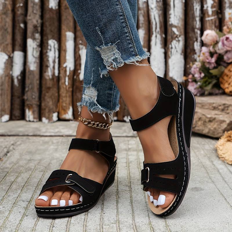 Women's Wedge Sandals Adjustable Strap Open Toe Arch Support Casual Summer Shoes – Alfreda