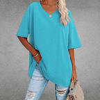 Women's Oversized V-Neck T-Shirt Casual Everyday Relaxed Fit Short Sleeve Comfortable Basic Tee – Kate