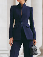 Women's Elegant Blazer & Trouser Suit Set Tailored Structured Slim-Fit Formal Elongating – Sharie