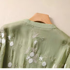 Women's Cotton Top Embroidered Flowers Feminine Soft Breathable Casual Elegant Everyday – Emily