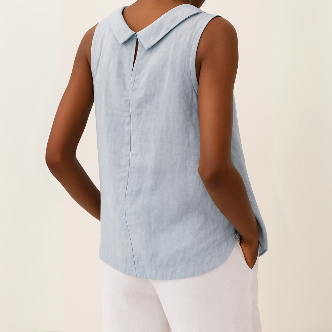 Women's Sleeveless Roll Collar Top Soft Flattering Silhouette Casual Elegant Everyday Chic – Maria