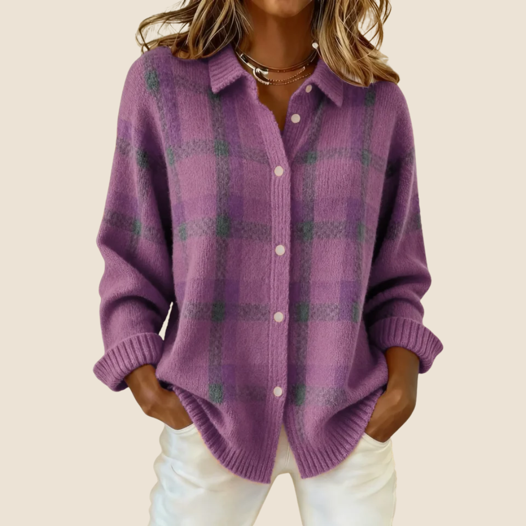 Women's Retro Check Plaid Flannel Shirt Jacket Casual Everyday Fall Winter Cozy Outdoor Streetwear – Vivienne Orange Blue Red