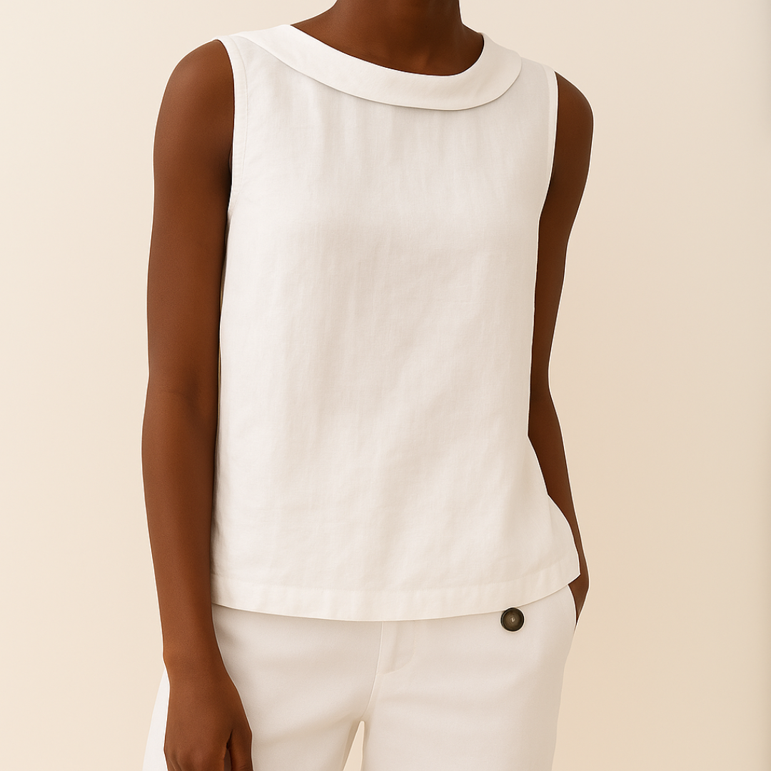 Women's Sleeveless Roll Collar Top Soft Flattering Silhouette Casual Elegant Everyday Chic – Maria