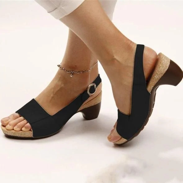 Women's Heeled Sandals Block Heel Arch Support Open Toe Casual Formal Summer Shoes – Marley Elegance