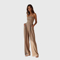 Women's Elegant Strapless Jumpsuit Wide-Leg Flowing Pants Slim Fit Formal Party Chic – Nora