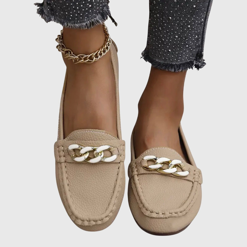 Women's Loafers Cushioned Insole Gold Chain Detail Luxury Everyday Flat – Melissa