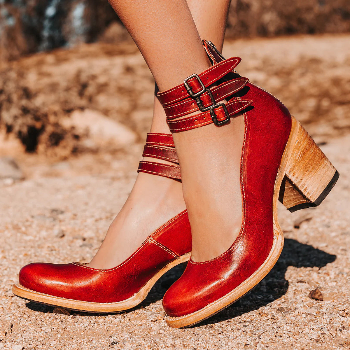 Women's Elegant Comfortable Sandals Ankle Strap Block Heel Casual to Night Out – Naturéva