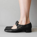 Women's Leather Mary Jane Shoes Buckle Strap Low Heel Casual Formal Everyday Shoes – Federica