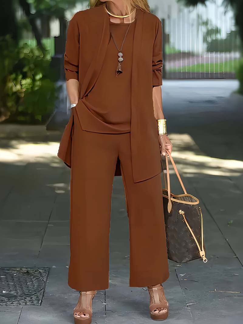Women's Three-Piece Pant Set Tank Top Wide-Leg Pants Business Casual Elegant Versatile Chic