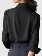 Women's Elegant Button-Down Collar Top Long Sleeve Relaxed Fit Versatile Casual Chic – Melvaya