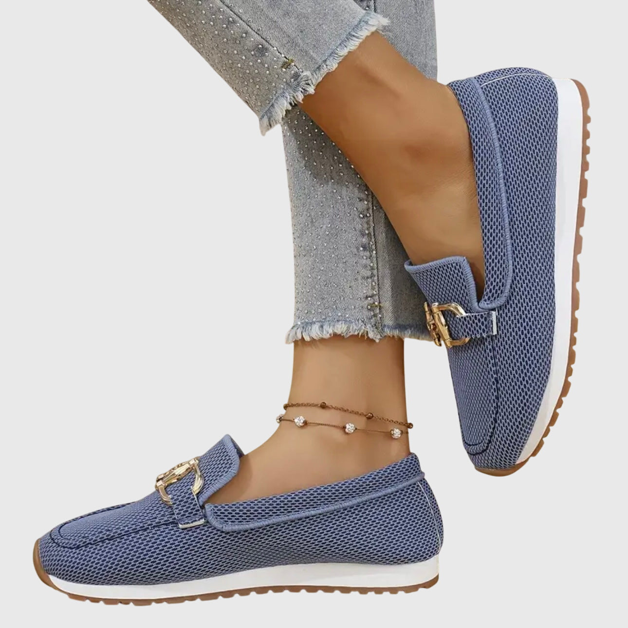 Women's Breathable Loafers Gold Horsebit Detail Lightweight Slip-On – Susana