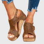 Women's Wedge Sandals Cushioned Insole Adjustable Buckle All-Day Comfort – Adela