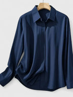 Women's Elegant Button-Down Collar Top Long Sleeve Relaxed Fit Versatile Casual Chic – Melvaya