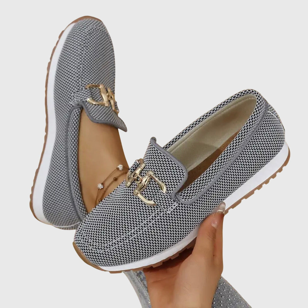 Women's Breathable Loafers Gold Horsebit Detail Lightweight Slip-On – Susana