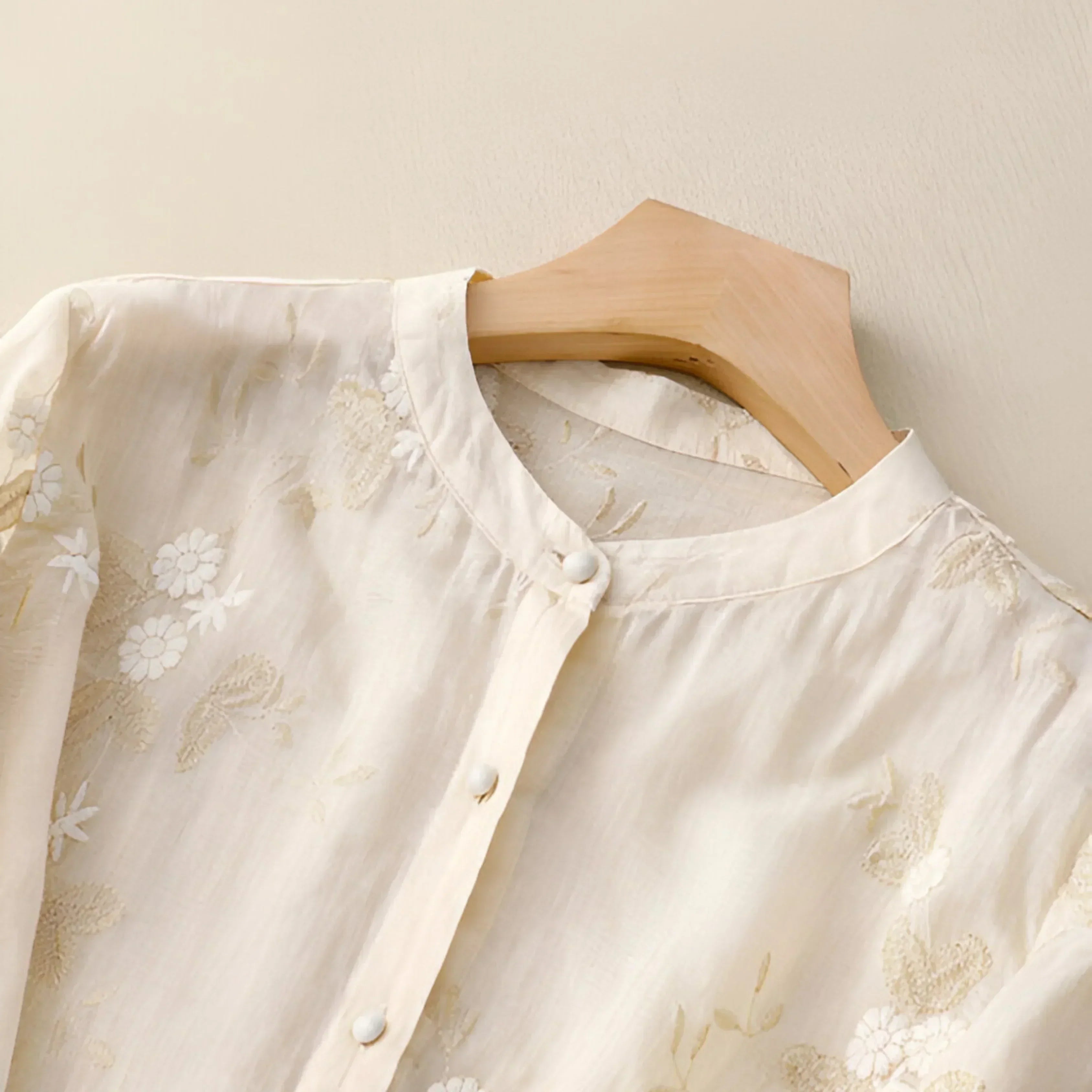 Women's Cotton Top Embroidered Flowers Feminine Soft Breathable Casual Elegant Everyday – Emily