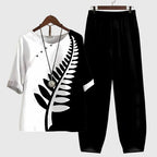 Women's Casual Loose Two-Piece Set Printed Short Sleeve Top Wide-Leg Pants Comfortable Everyday – Alessia