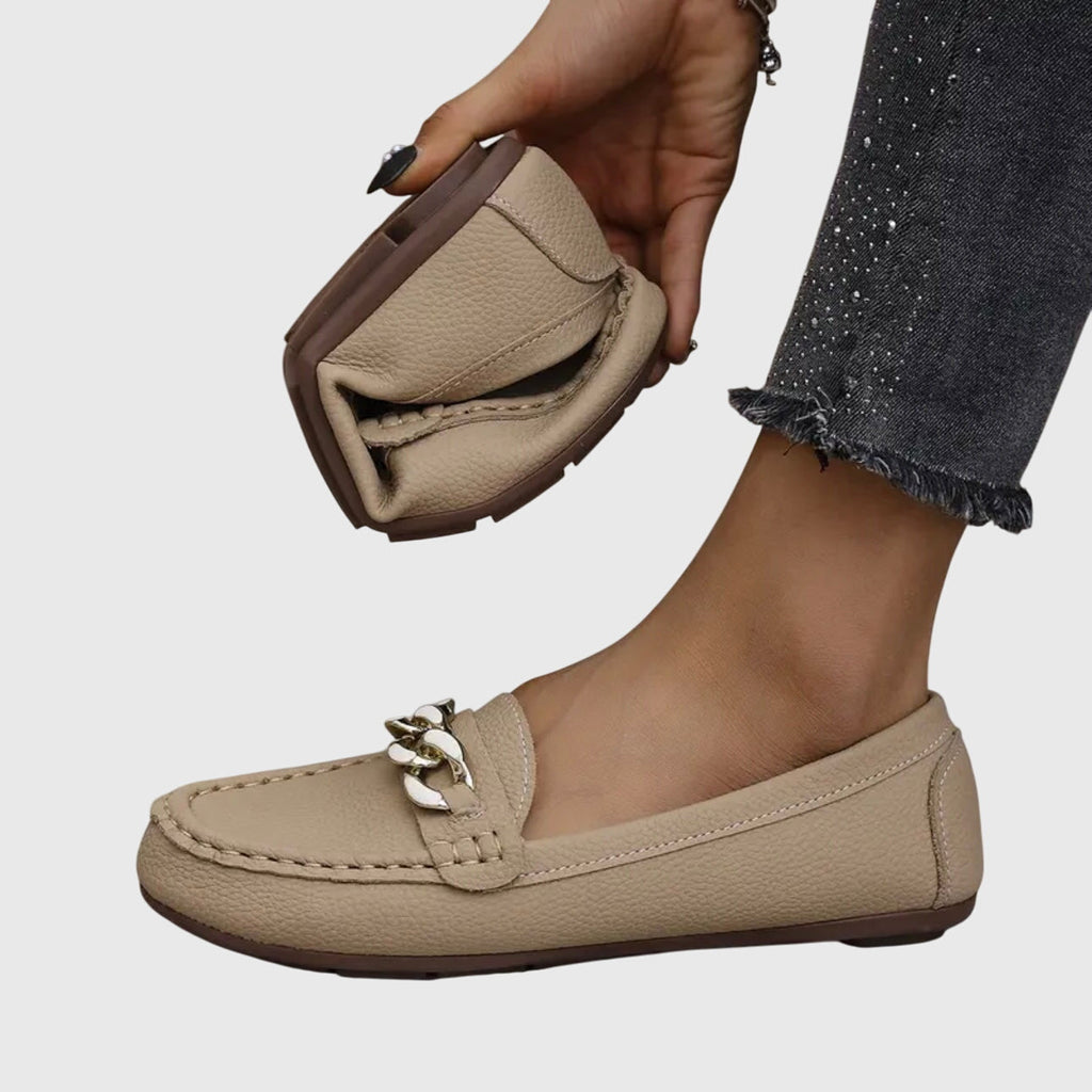 Women's Loafers Cushioned Insole Gold Chain Detail Luxury Everyday Flat – Melissa