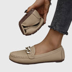 Women's Loafers Cushioned Insole Gold Chain Detail Luxury Everyday Flat – Melissa