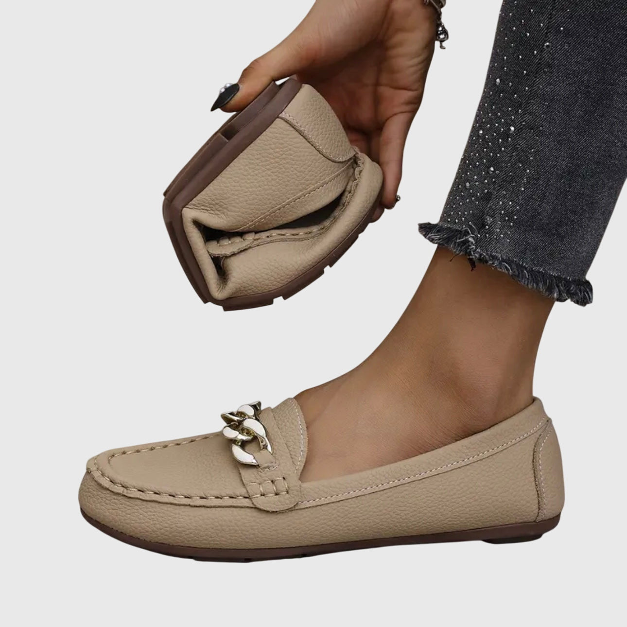 Women's Loafers Cushioned Insole Gold Chain Detail Luxury Everyday Flat – Melissa