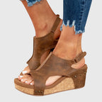 Women's Wedge Sandals Cushioned Insole Adjustable Buckle All-Day Comfort – Adela