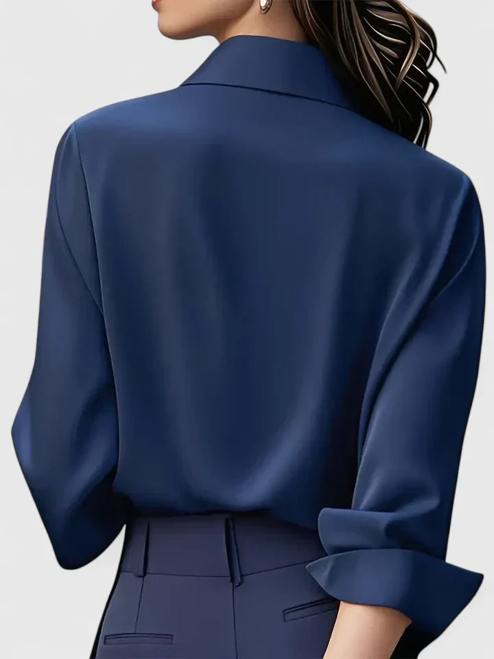 Women's Elegant Button-Down Collar Top Long Sleeve Relaxed Fit Versatile Casual Chic – Melvaya