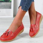 Women's Slip-On Low Moccasins Fringe Detail Lace-Free Casual Elegant Everyday Comfort – White