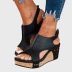 Women's Wedge Sandals Cushioned Insole Adjustable Buckle All-Day Comfort – Adela