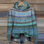 Women's Warm Ethnic Print Hooded Knit Sweater Casual Cozy Everyday Fall Winter Outdoor Boho Streetwear – Mea
