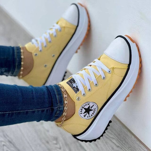 Women's Platform Canvas Sneakers Lace-Up Casual Everyday Streetwear Walking Comfort Trendy – Heidi Multicolor