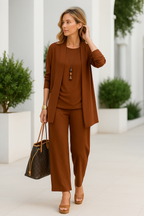 Women's Three-Piece Pant Set Tank Top Wide-Leg Pants Business Casual Elegant Versatile Chic