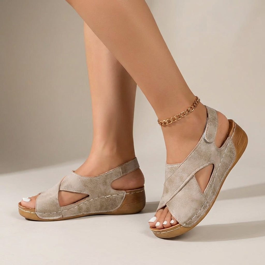Women's Criss-Cross Slingback Wedge Sandals Open Toe Casual Summer Shoes – Abigail