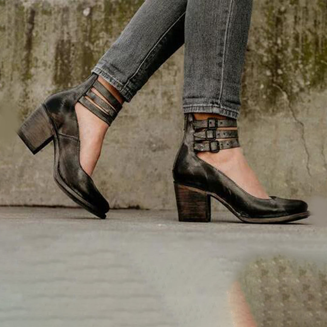 Women's Comfortable Stylish Block Heel Ankle Strap Shoes Chic Casual Spring Everyday Elegant – Zina