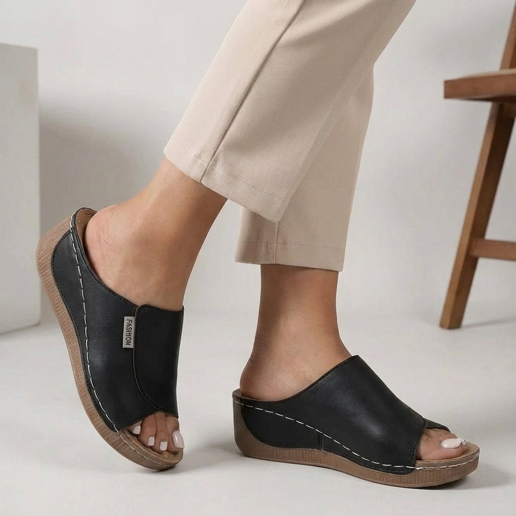 Women's Slip-On Wedge Comfort Slippers Open Toe Casual Summer – Madison