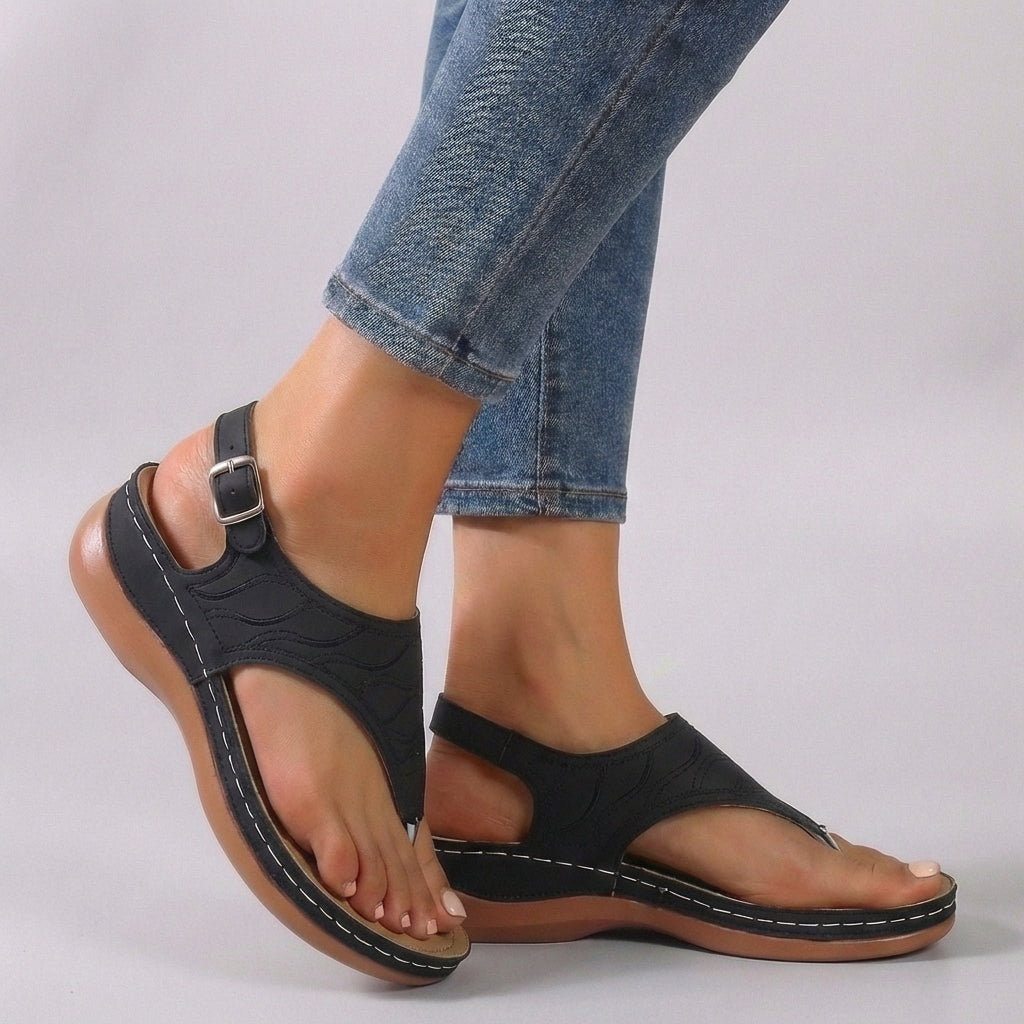 Women's Comfort Fit Ankle Strap Wedge Sandals Open Toe Flip Flop Casual Summer Shoes – Amelia
