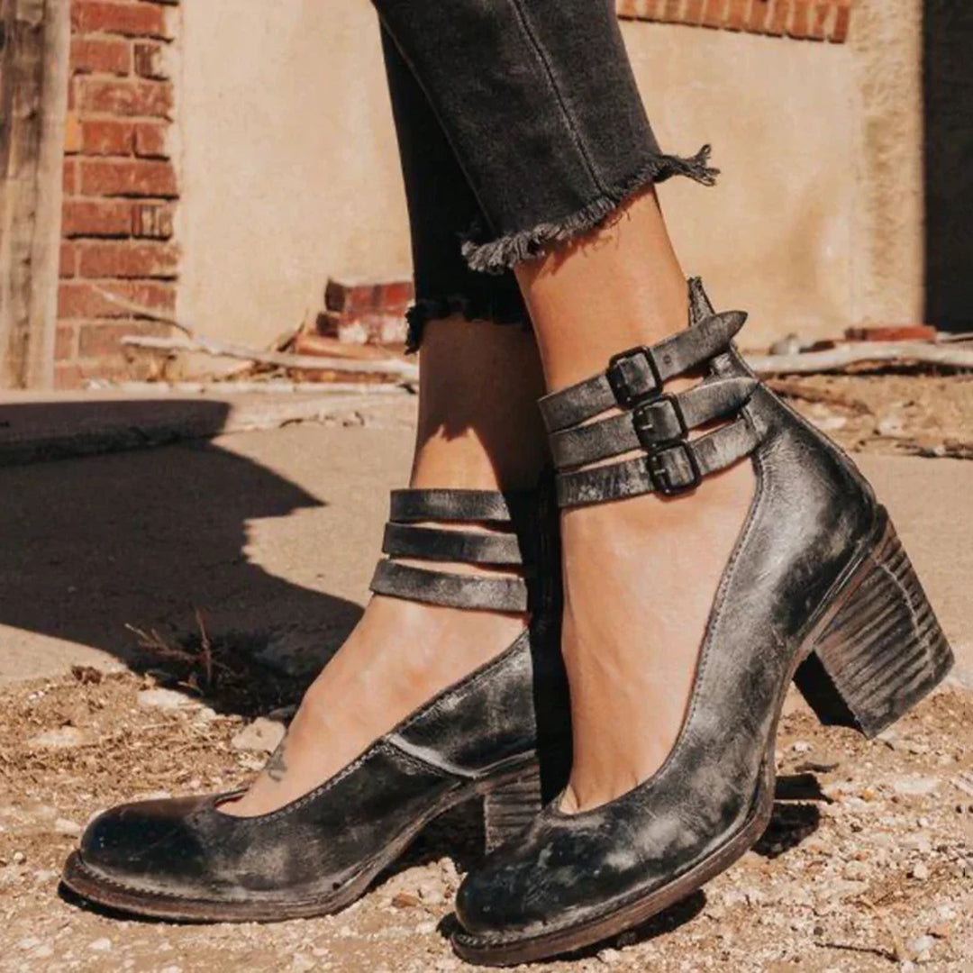 Women's Comfortable Stylish Block Heel Ankle Strap Shoes Chic Casual Spring Everyday Elegant – Zina