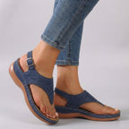 Women's Comfort Fit Ankle Strap Wedge Sandals Open Toe Flip Flop Casual Summer Shoes – Amelia