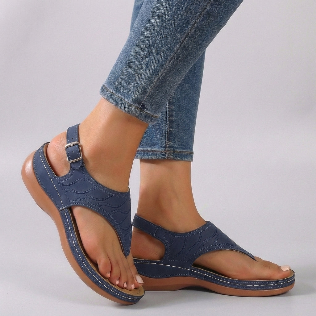 Women's Comfort Fit Ankle Strap Wedge Sandals Open Toe Flip Flop Casual Summer Shoes – Amelia