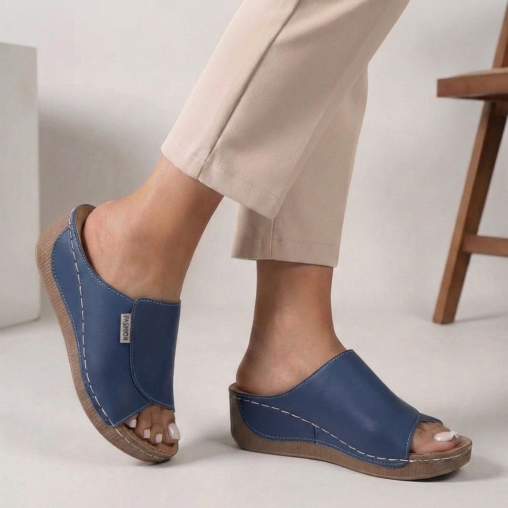 Women's Slip-On Wedge Comfort Slippers Open Toe Casual Summer – Madison