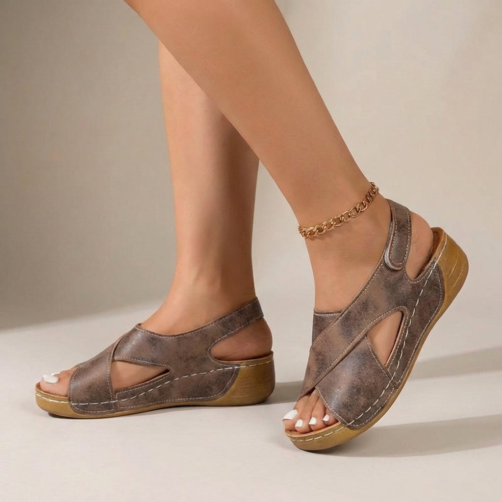 Women's Criss-Cross Slingback Wedge Sandals Open Toe Casual Summer Shoes – Abigail