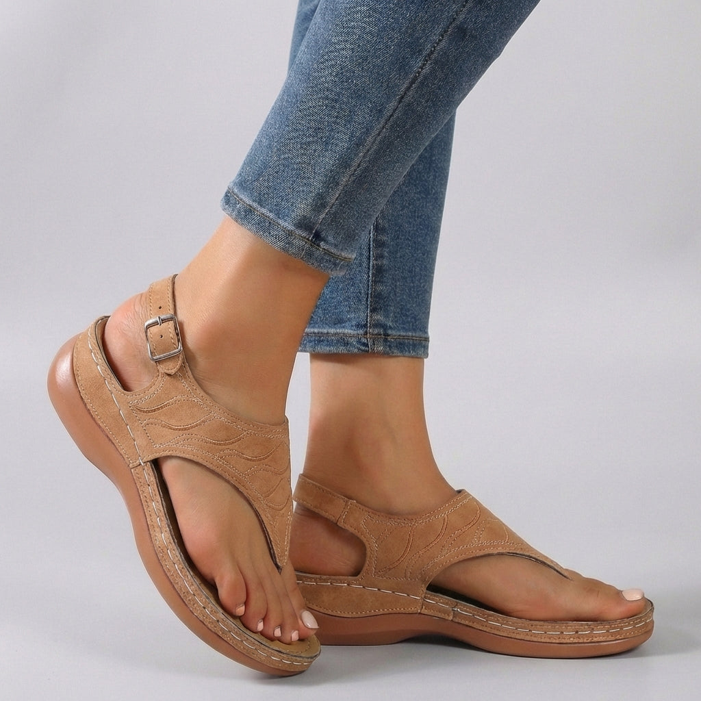 Women's Comfort Fit Ankle Strap Wedge Sandals Open Toe Flip Flop Casual Summer Shoes – Amelia