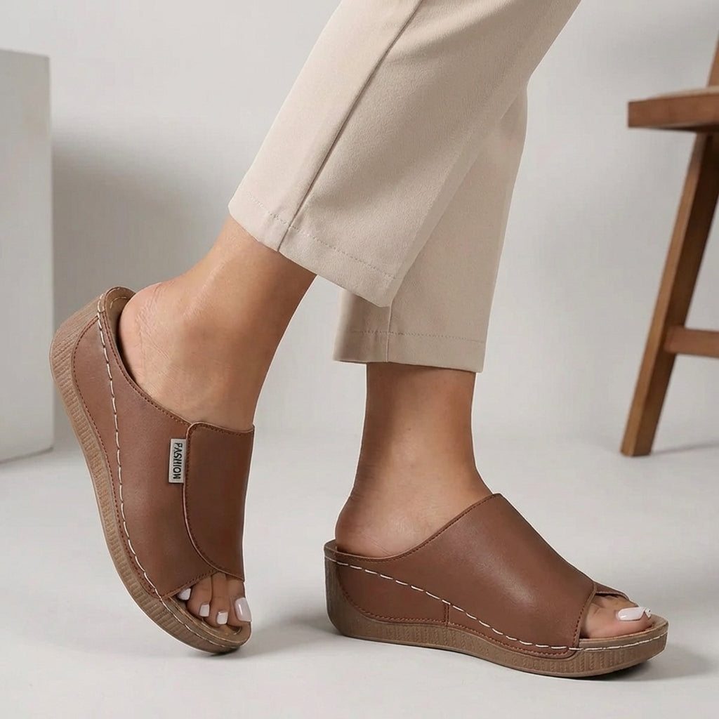Women's Slip-On Wedge Comfort Slippers Open Toe Casual Summer – Madison