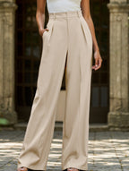 Women's High Waist Wide Leg Drape Pants Loose Flowing Polyester Casual Formal Everyday Trousers – Multicolor